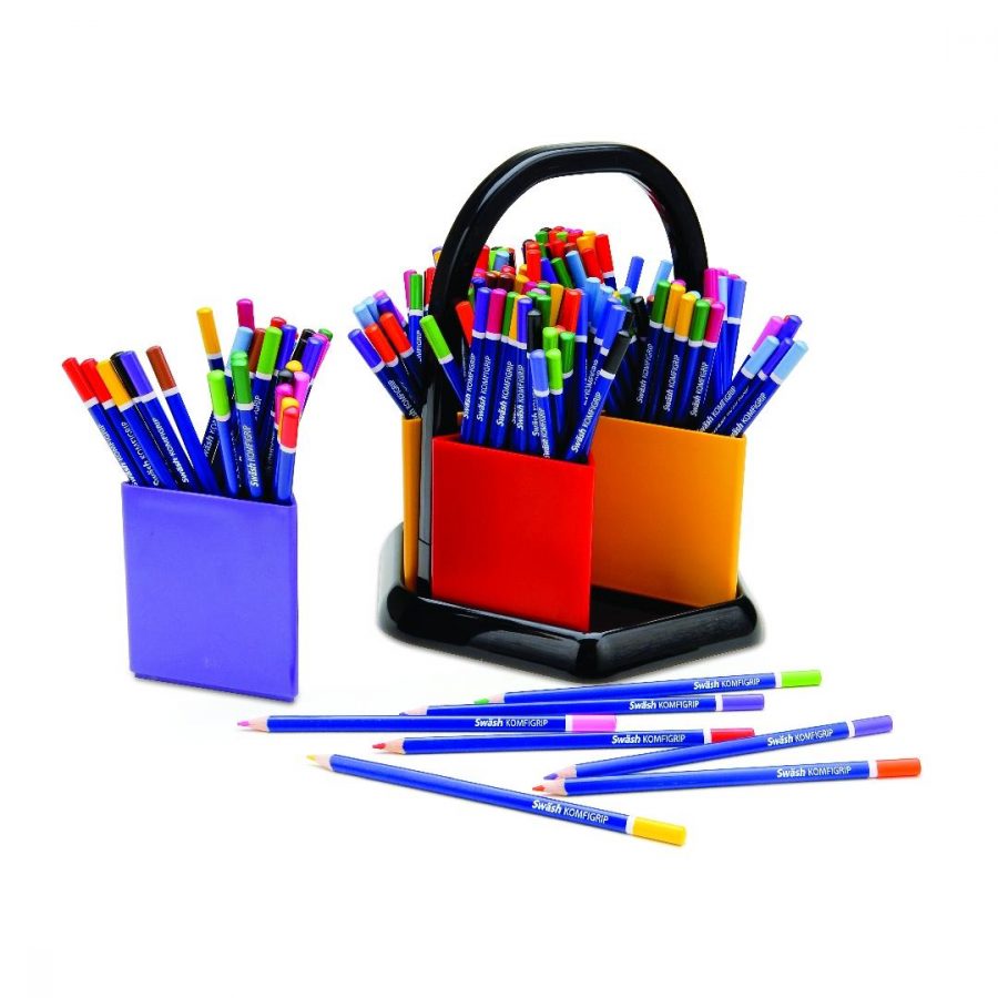 Komfgrip Giant Coloured Pencils & Organiser (144pcs)