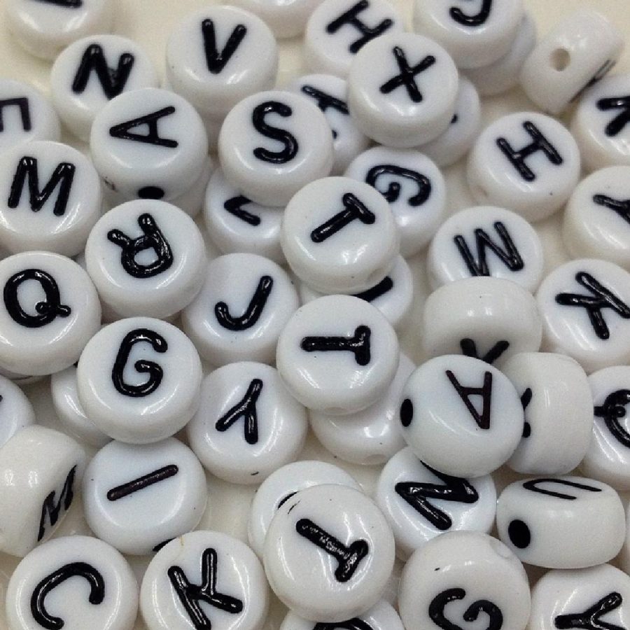 White Alphabet Beads (80pcs)
