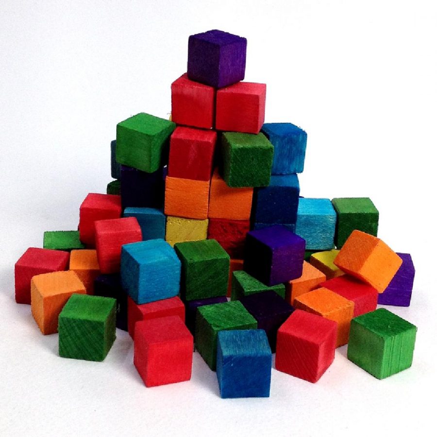 Coloured Wooden Craft Cubes (72pcs)