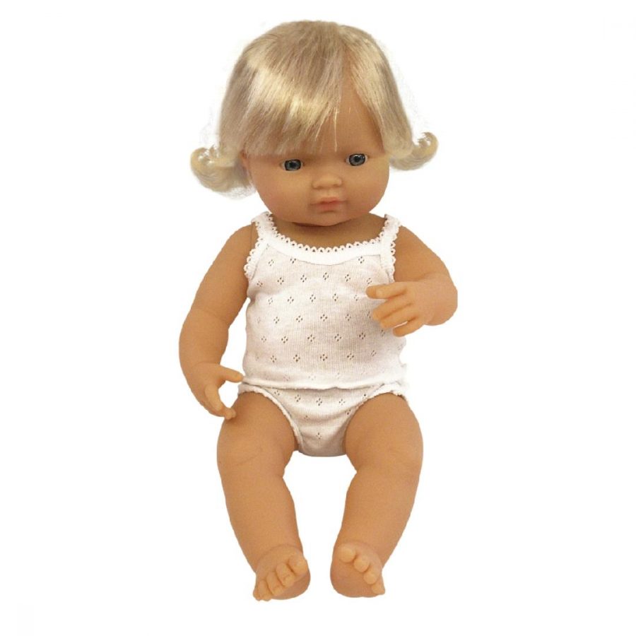 Caucasian Girl Doll with Hair 38cm