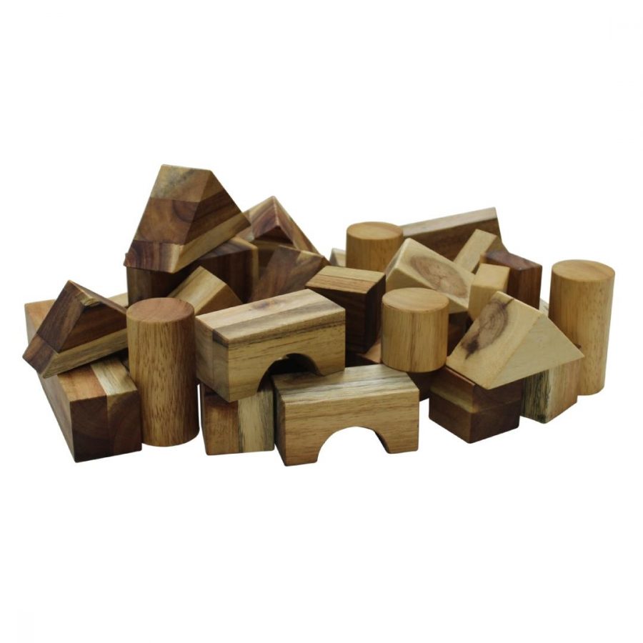 Real Natural Wood Blocks (34pcs)