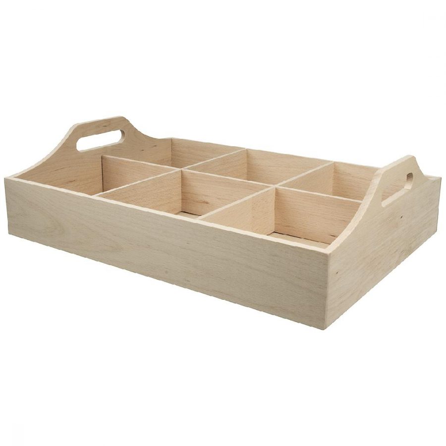 Wooden Tray with Compartments