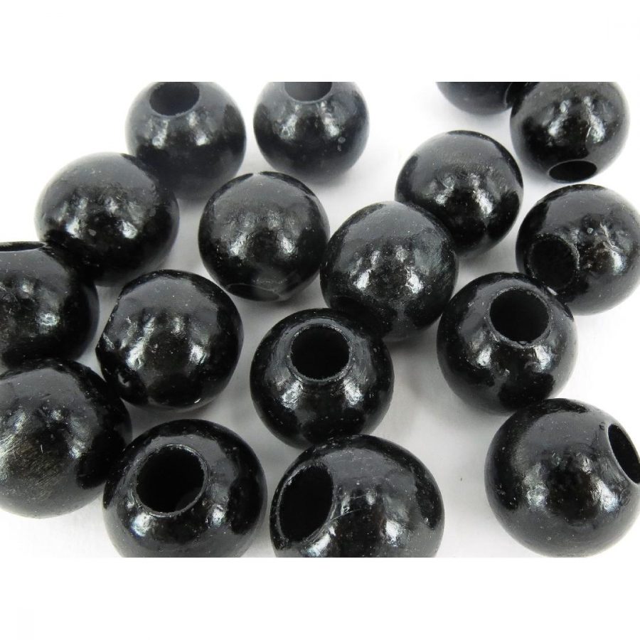 Round Wooden Beads Black Large (100pcs)
