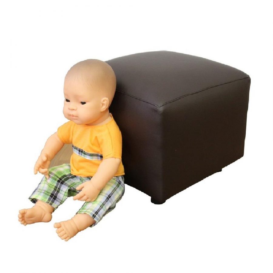 Premium Vinyl Cube Ottoman - Chocolate