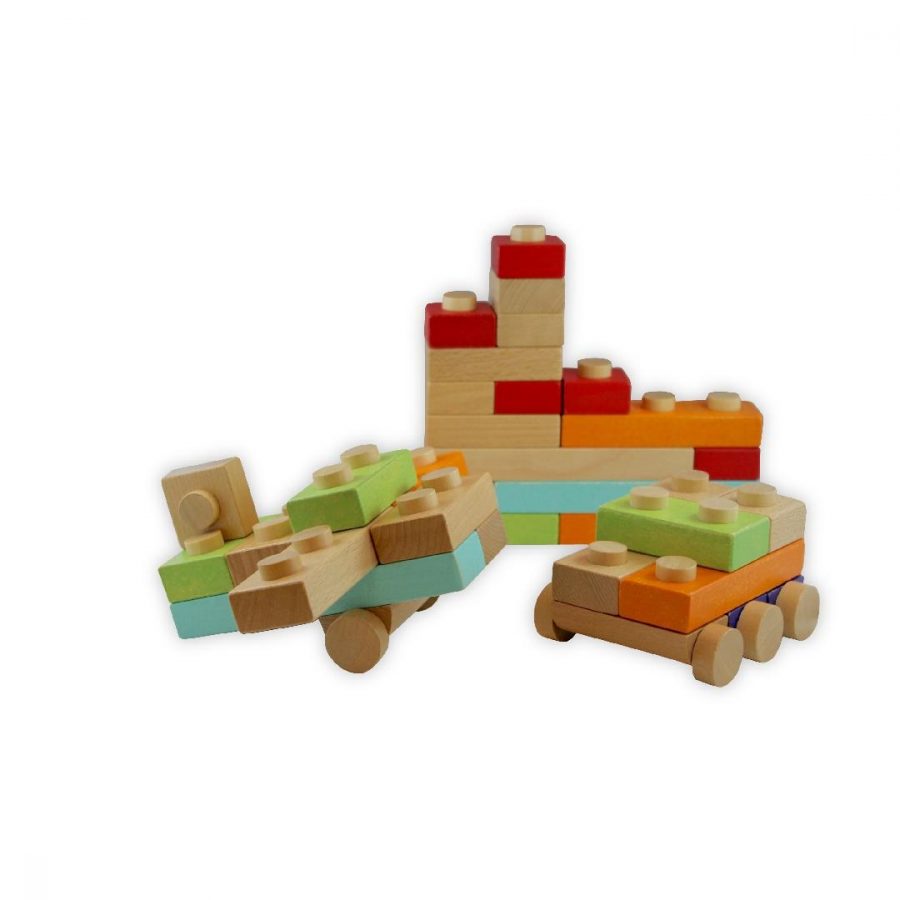 Wooden Build & Stack Blocks (34pcs)