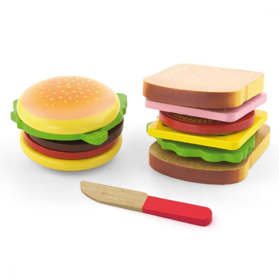 Wooden Hamburger & Sandwich Set