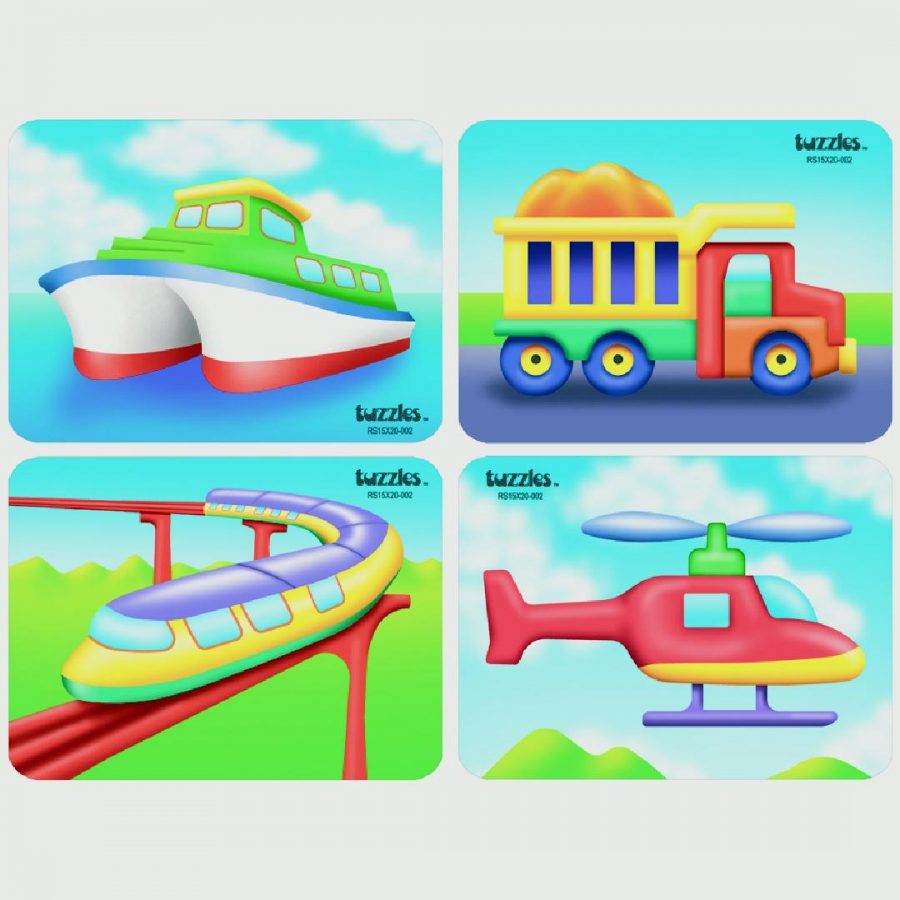 Raised Vehicles Puzzle Set (Set of 4)