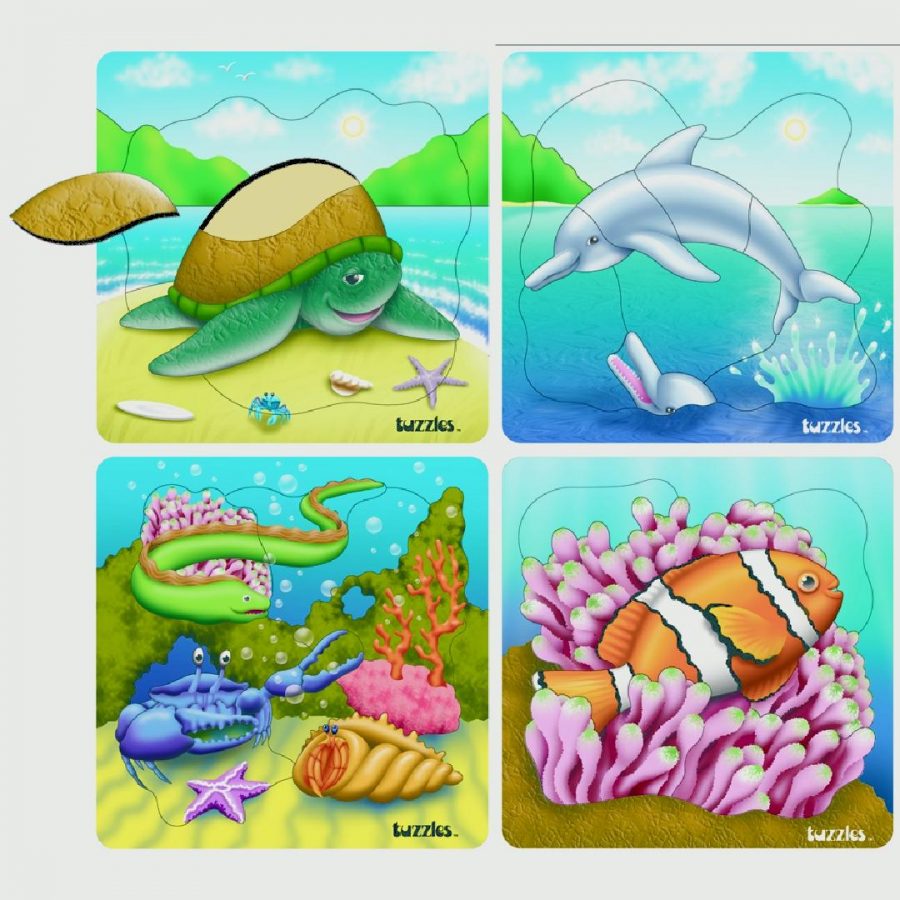 Sea Life Raised Puzzles (Set of 4)