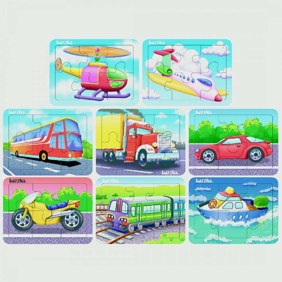 Transport Flat Puzzles (Set of 8)