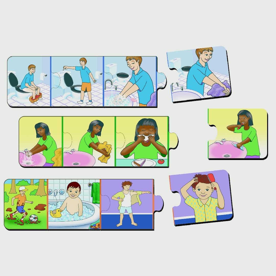Hygiene Sequence Table Puzzles (Set of 3)