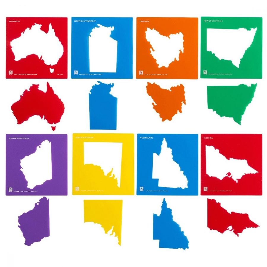 Australia & State Map Stencils (Set of 8)