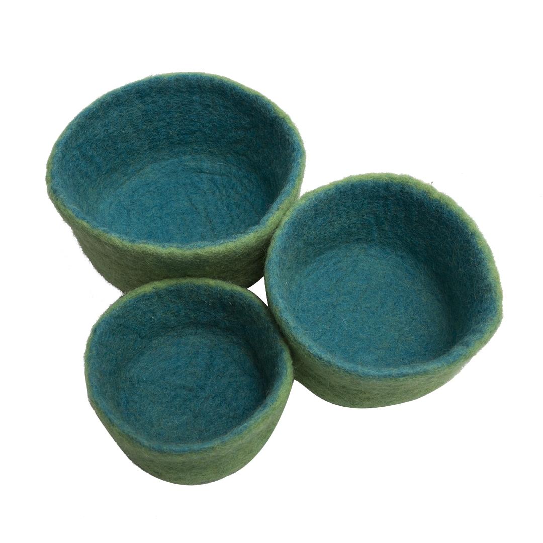 Blue Felt Nesting Bowls (3pcs)