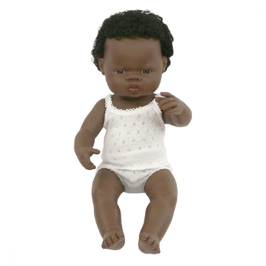 African Boy Doll with Hair 38cm