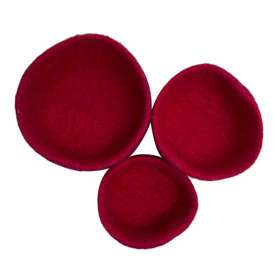 Red Felt Nesting Bowls (3pcs)