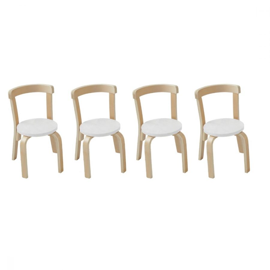 781016 Contemporary Wooden Chair - Natural w White Seat (Set of 4)