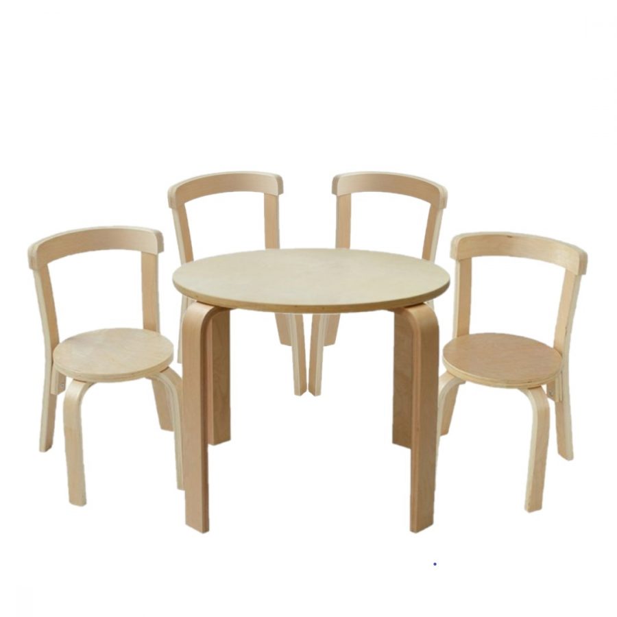781011 Contemporary Wooden Table and Chair Set NaturalNatural (5pcs)