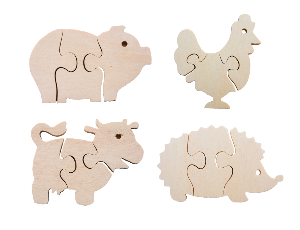 Natural Wooden Animal Puzzle Craft (Set of 4)