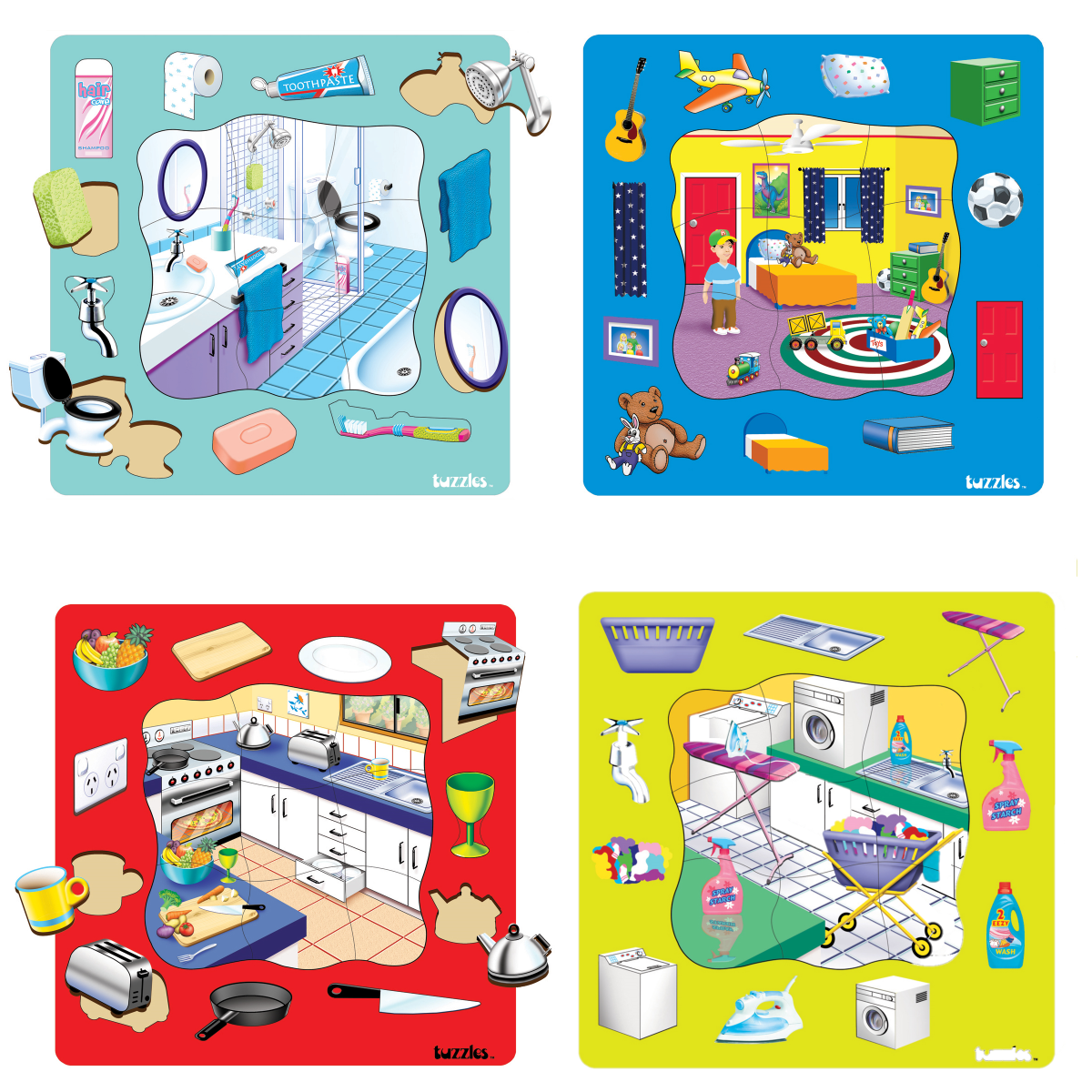 Around the House Puzzle (Set of 4)