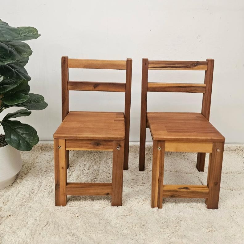 AcaciaWood Stackable Chair 28.5cmH - Set of 2