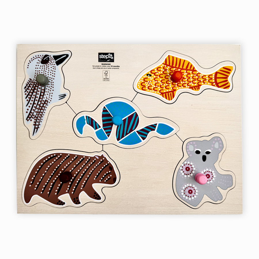 Aboriginal Art Native Animals Peg Puzzle