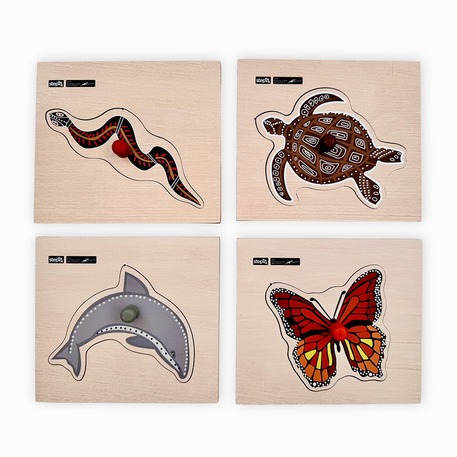 Aboriginal Art Animals Peg Puzzle Pack (Set of 4)