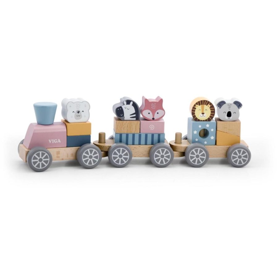 Wooden Animal Stacking Train