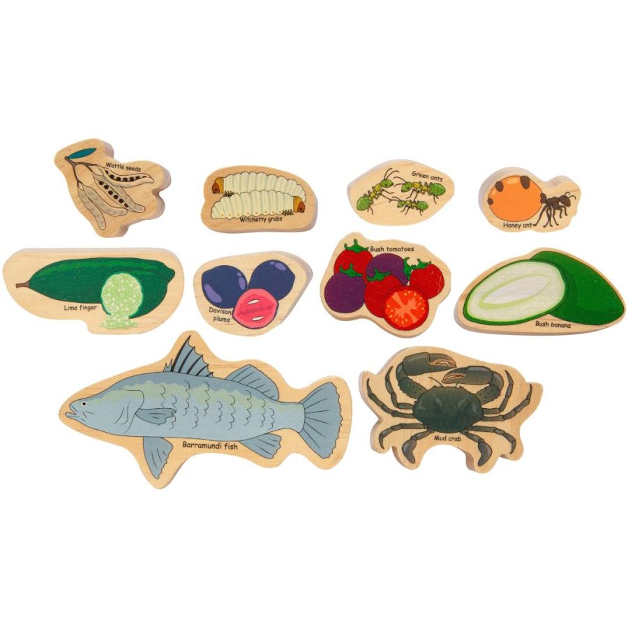 Wooden Indigenous Bush Tucker Set (10pcs)