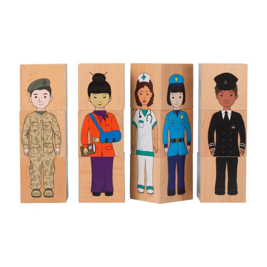 Occupations Mix n Match Wooden Blocks