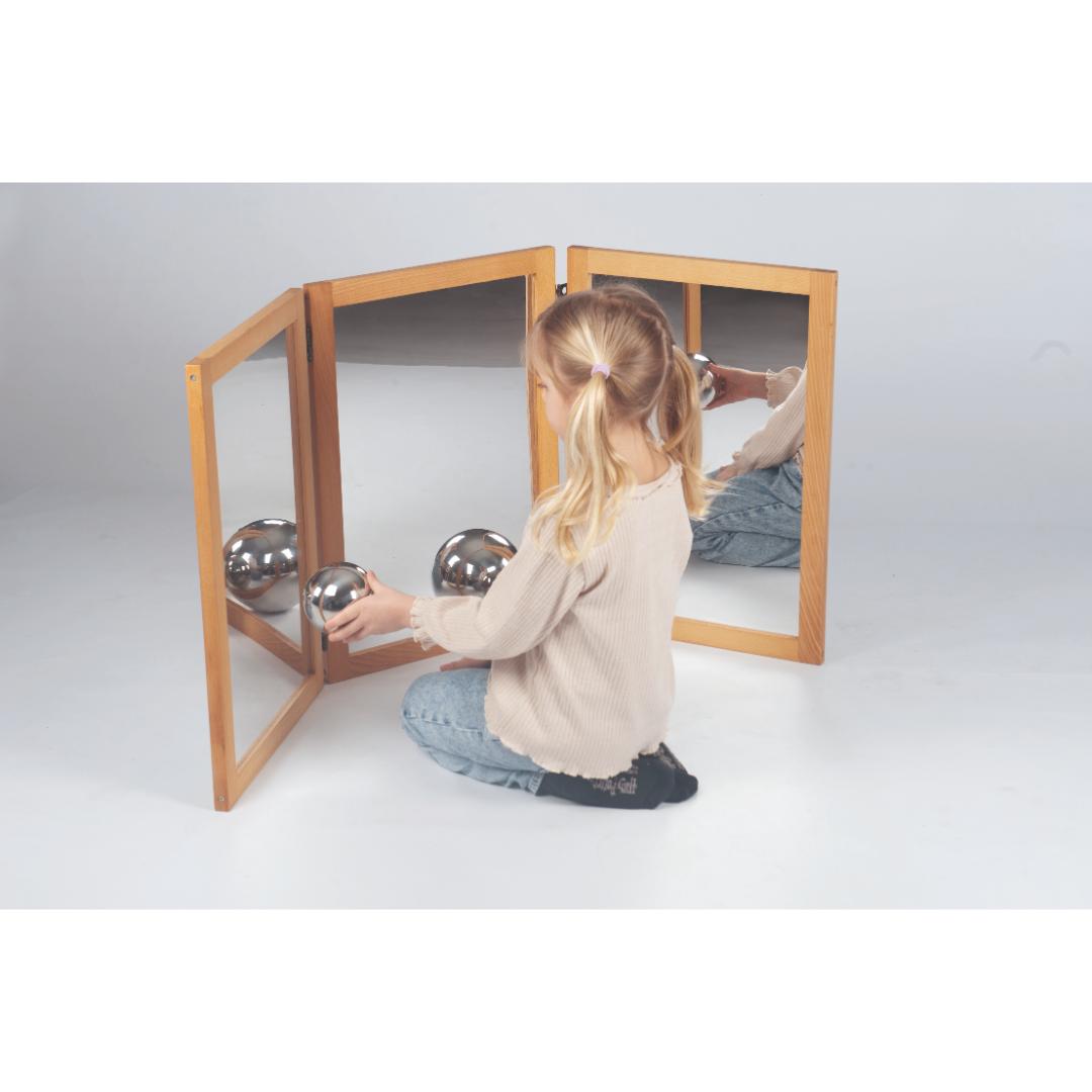 Large Wooden Folding Mirror (3 Panel) - Step4 Large Wooden Folding Mirror (3 Panel) - Image 2