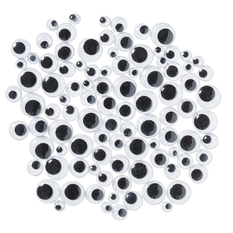 Black Self-Adhesive Wiggly Eyes Assorted (100pcs)