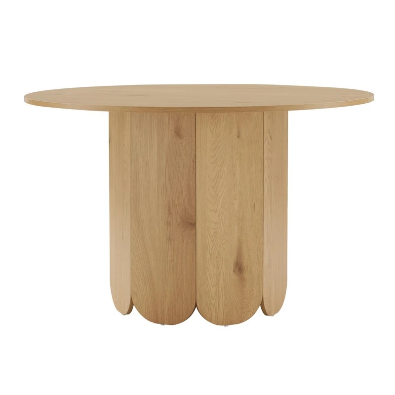 Round Scalloped Dining Table - Natural
