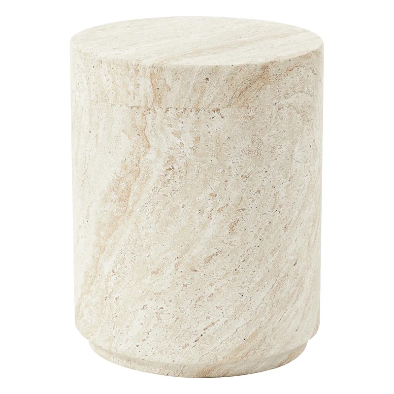 Round Travertine Side Table